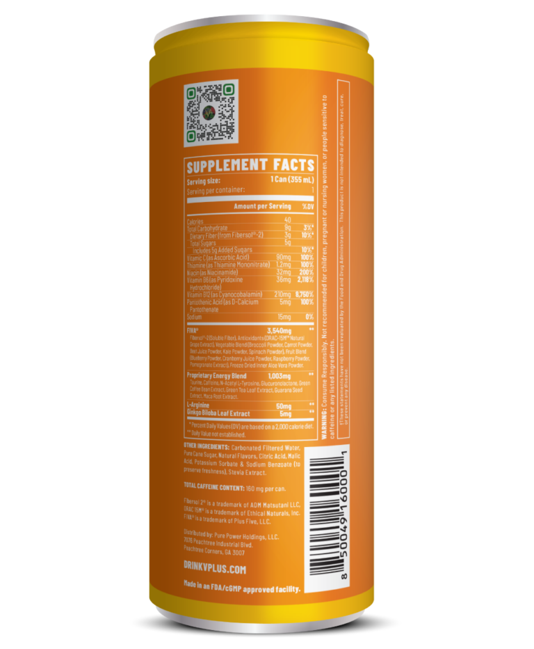 Peach Mango 12 fl oz Cans Pack VPLus Energy